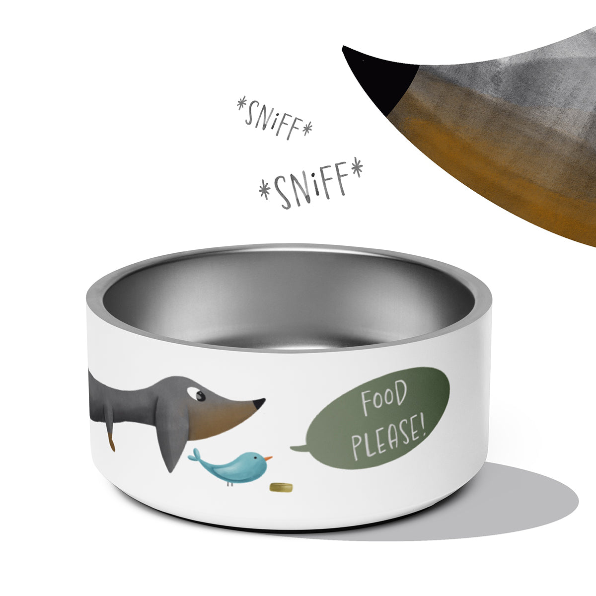 Bowl "Food Please!" Black & Tan