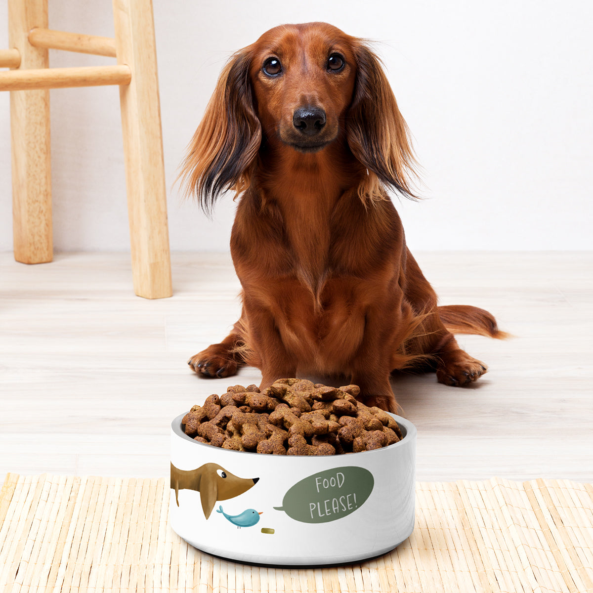 Bowl "Food Please!" Brown Dachshund