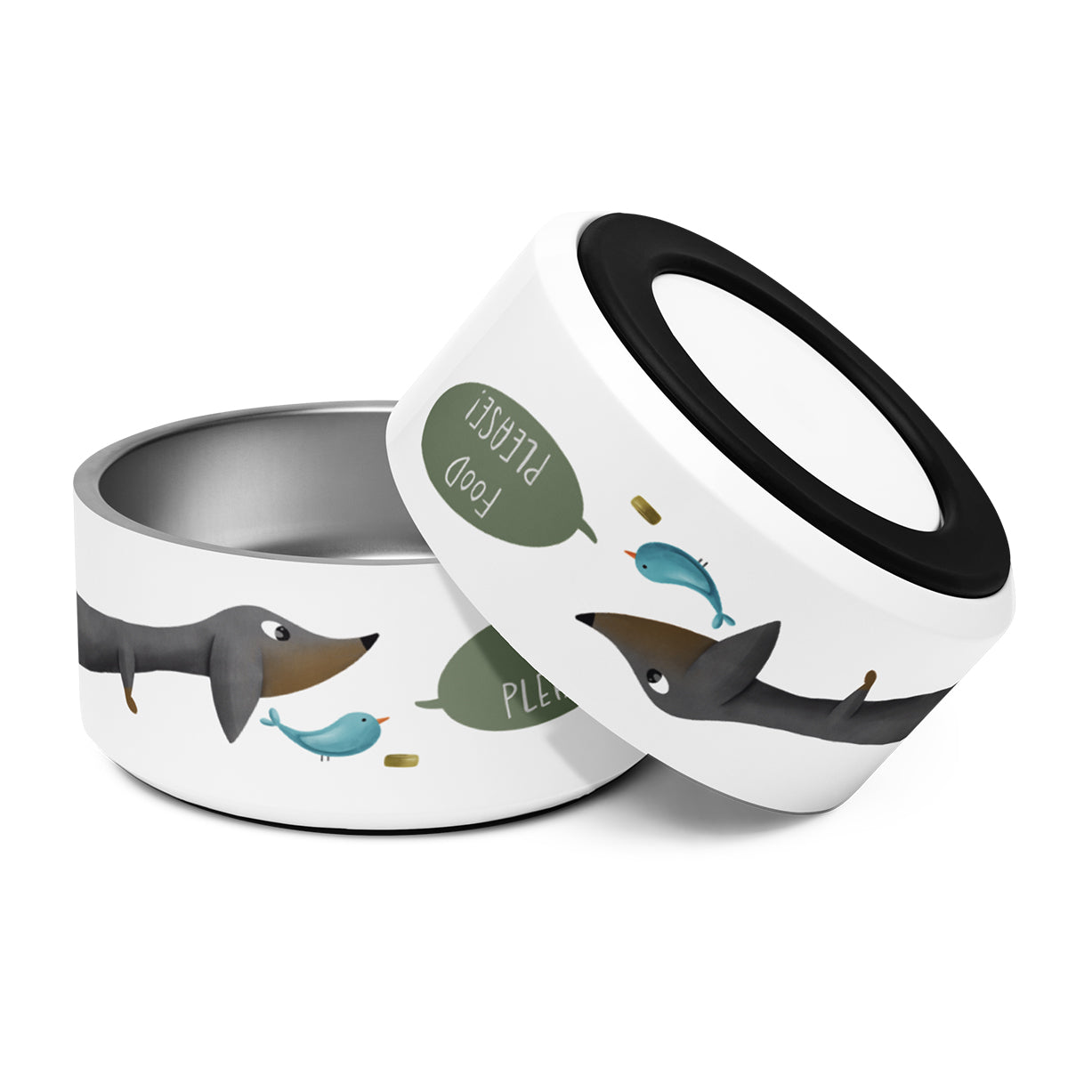 Bowl "Food Please!" Black & Tan