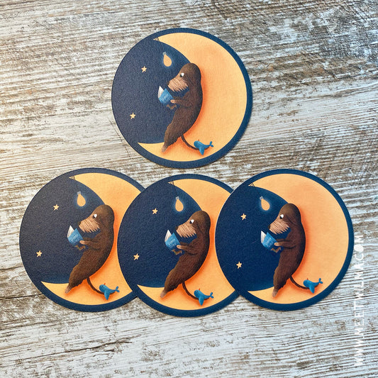 Cardboard Coaster "Bookworm"