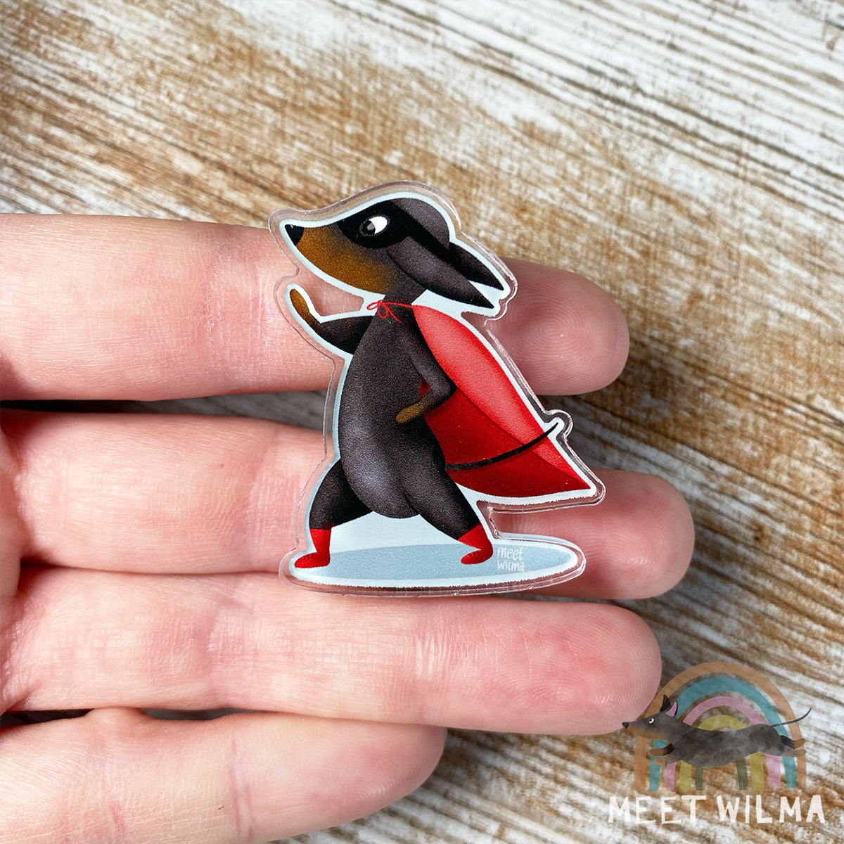 Acrylic Pin "Superdachshund"