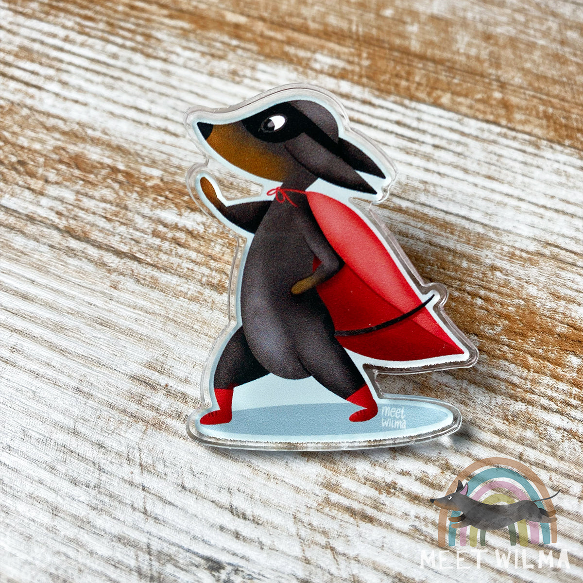 Acrylic Pin "Superdachshund"