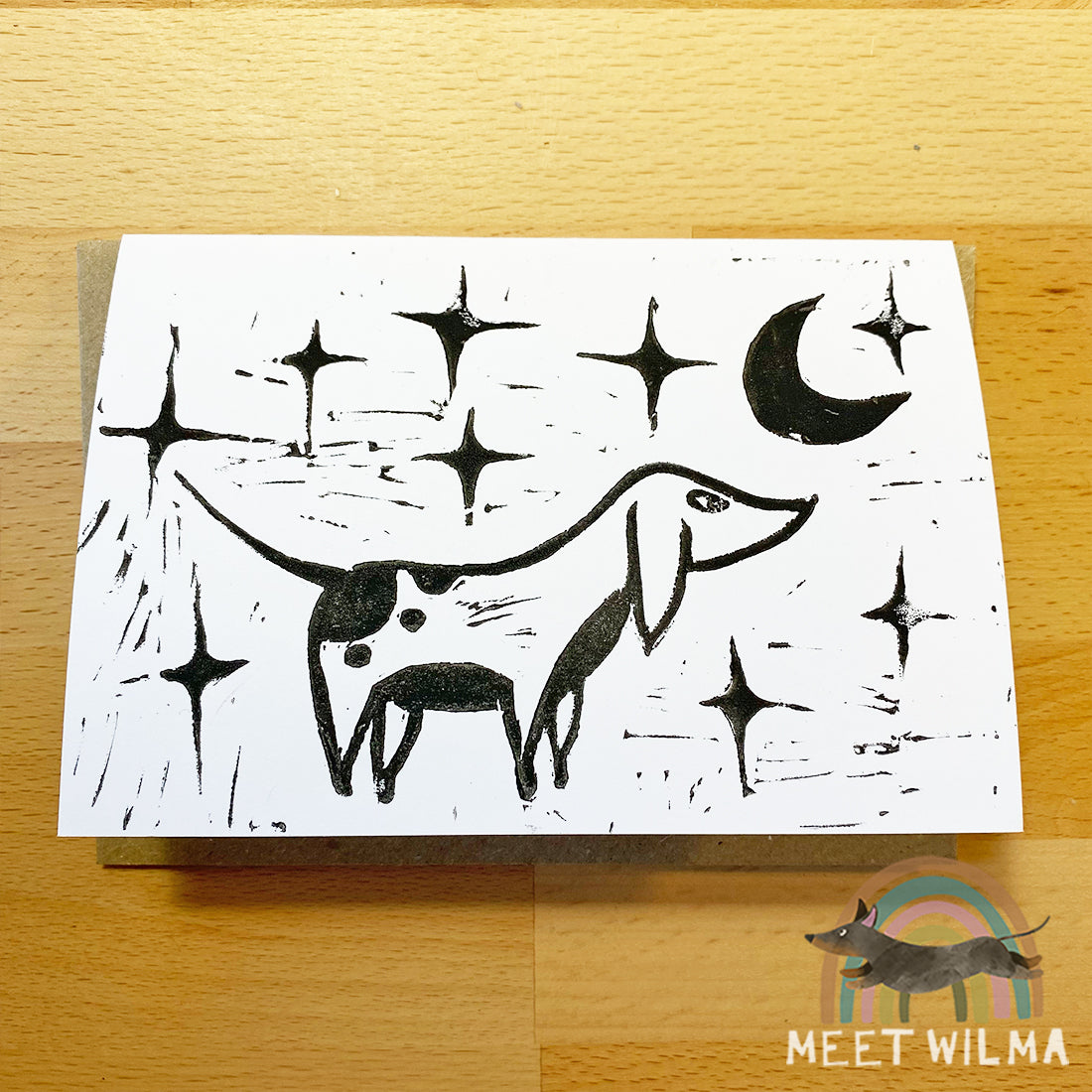 Linocut Greeting Card "Moonschine"