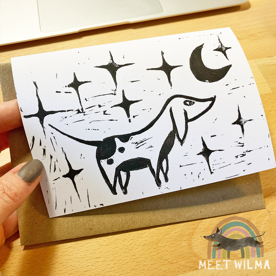 Linocut Greeting Card "Moonschine"