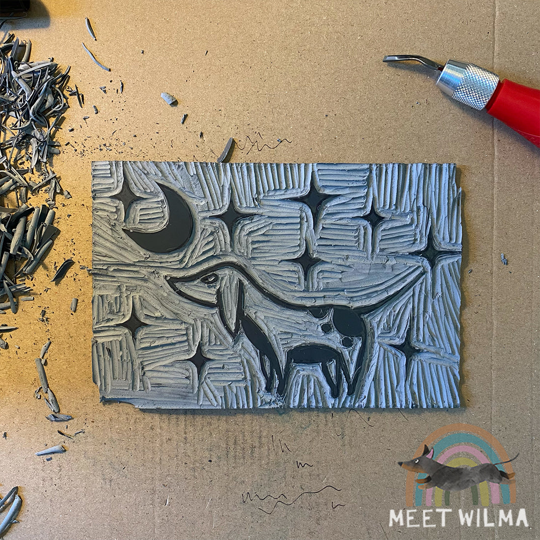 Linocut Greeting Card "Moonschine"