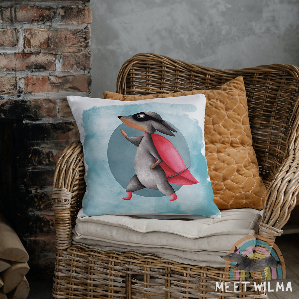 Pillowcase "Superdachshund" Watercolor