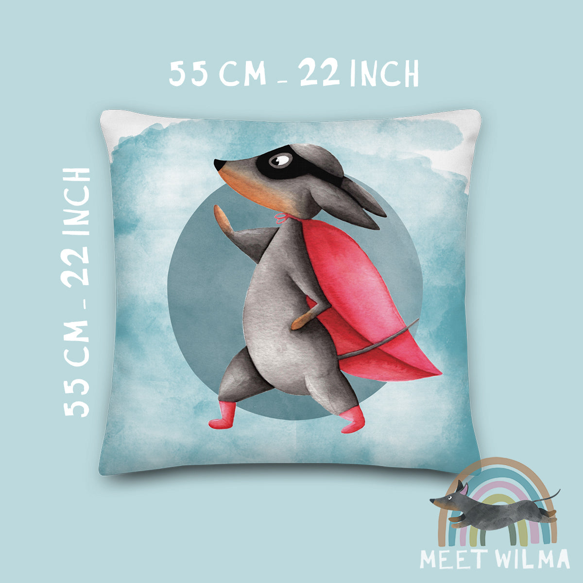 Pillowcase "Superdachshund" Watercolor