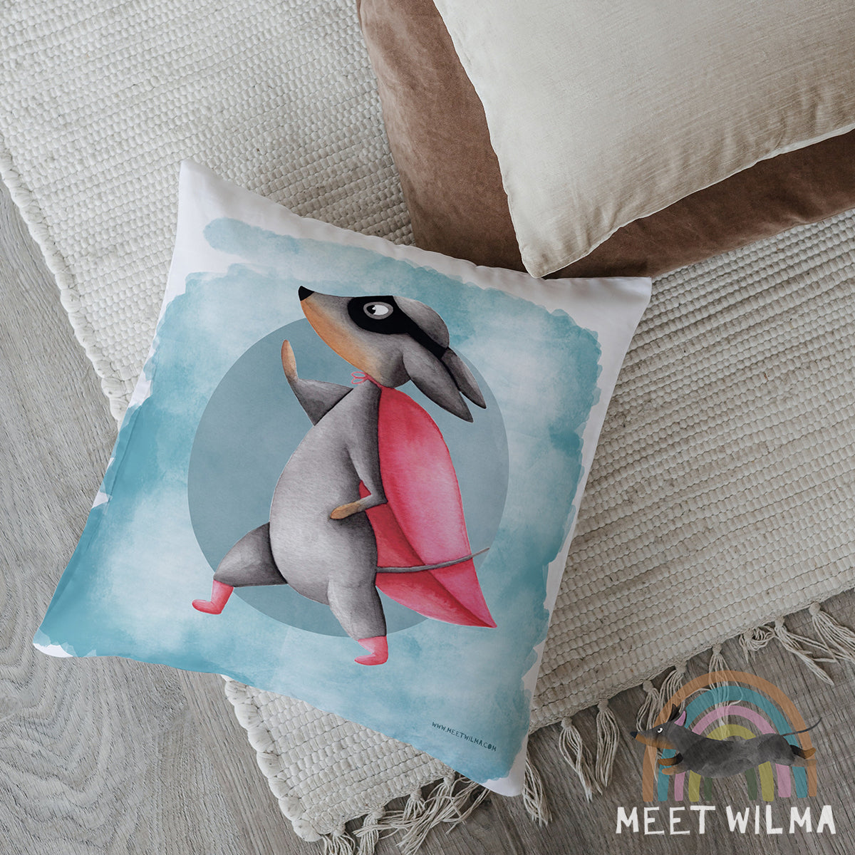 Pillowcase "Superdachshund" Watercolor