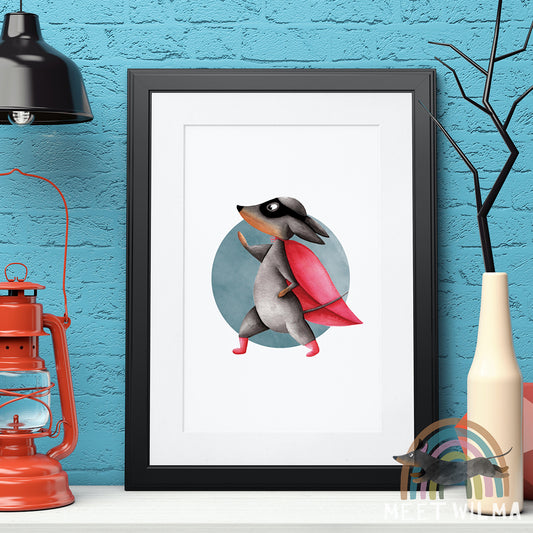 Art Print "Superdachshund"