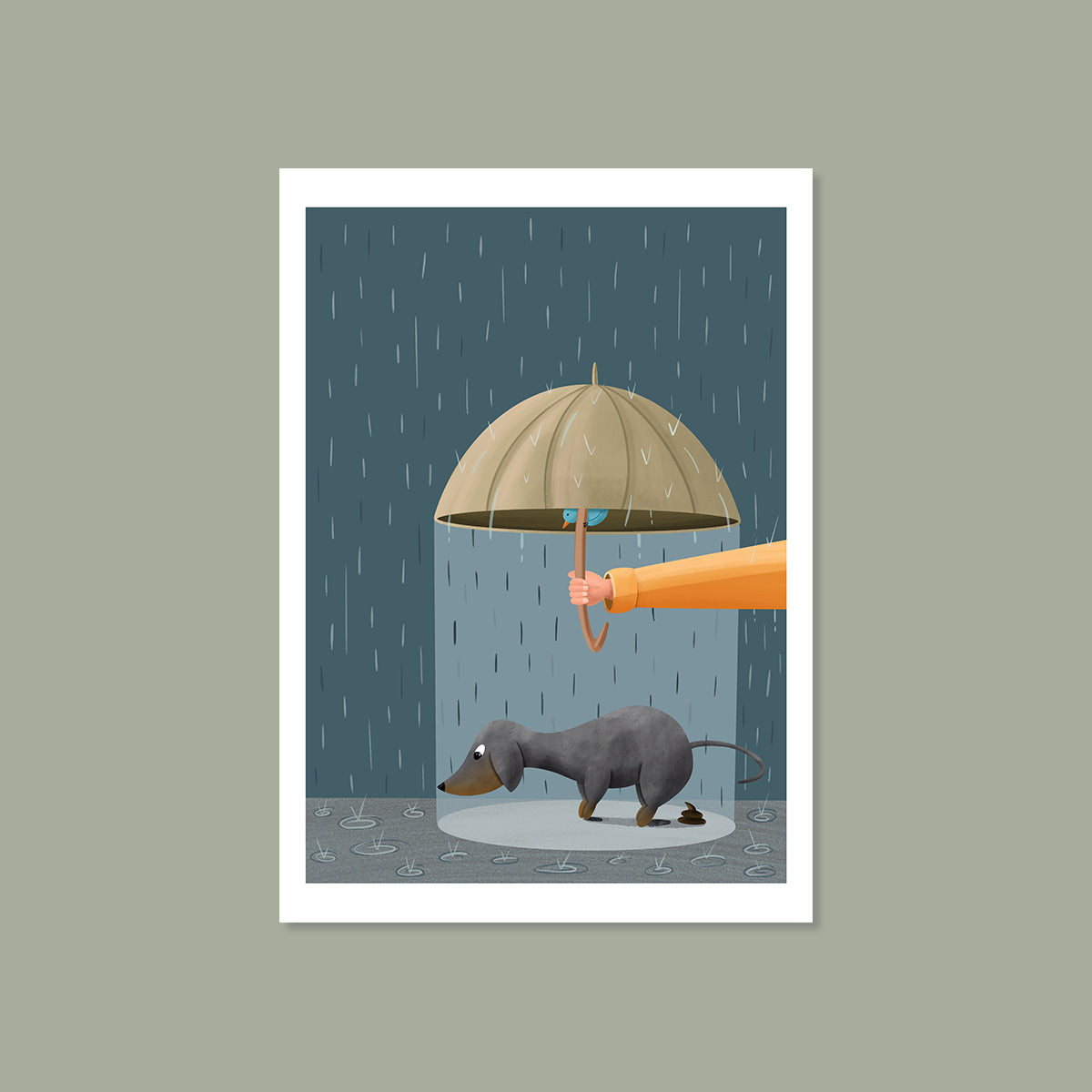 Fine Art Print "Rainy Poop" Black & Tan
