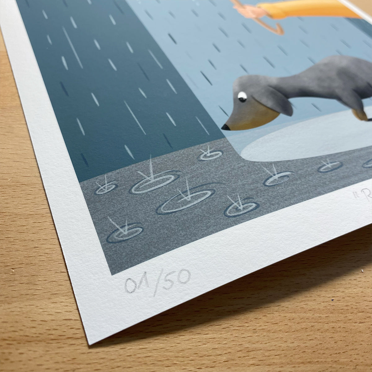 Fine Art Print "Rainy Poop" Black & Tan