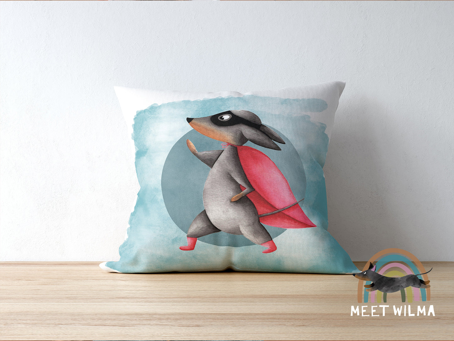 Pillowcase "Superdachshund" Watercolor