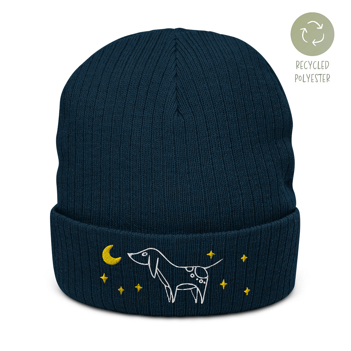 Ribbed Beanie "Moon & Stars"