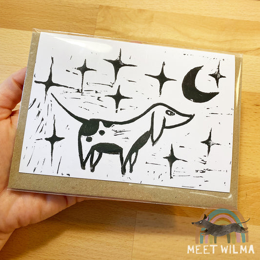 Linocut Greeting Card "Moonschine"